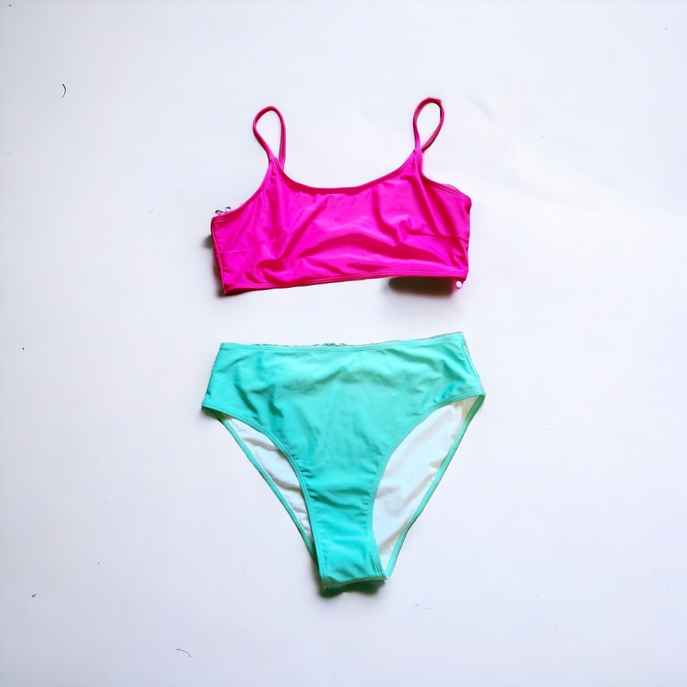 Women's 1X Shein Fuschia & Mint Two Piece 🩱